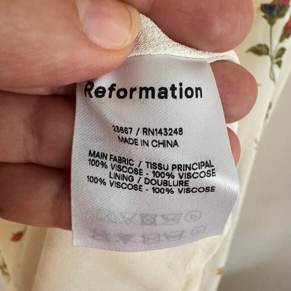 Reformation Nikita Rose Floral Georgette Midi Dress White Sz 10 - Picture 5 of 7